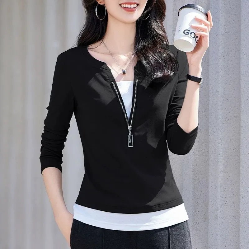 Women'S Fashion Quarter Zip - Women's Fashion V-Neck Zip Long Sleeve