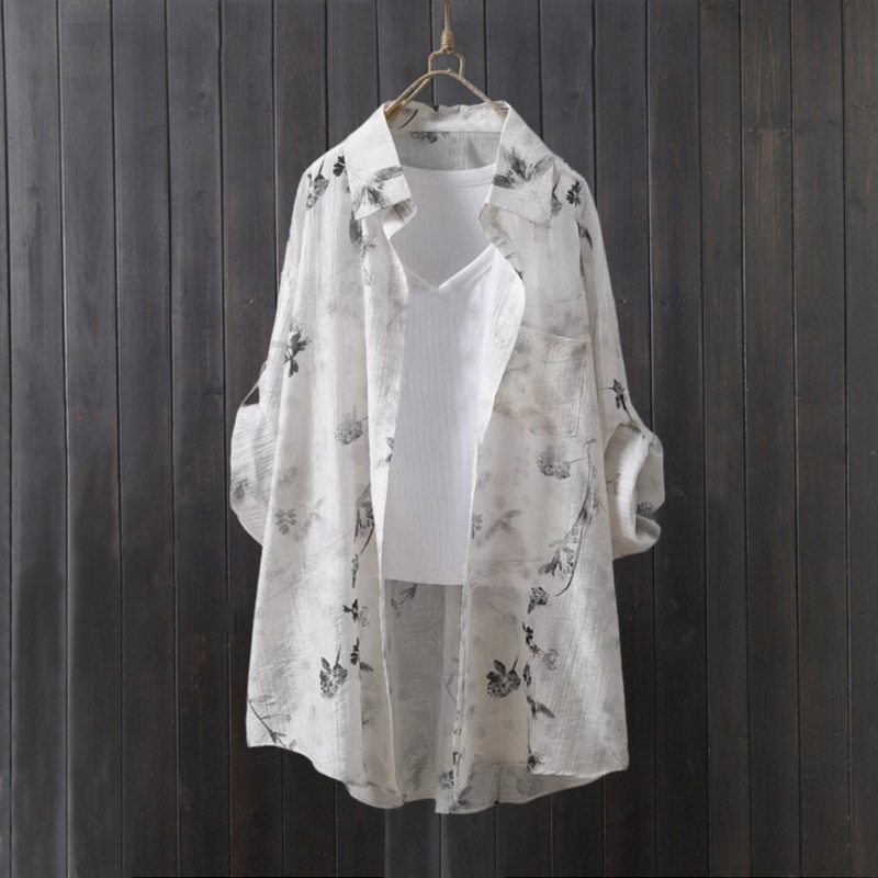 Women'S Fashion Long Coat - Tencel shirt women's thin coat loose