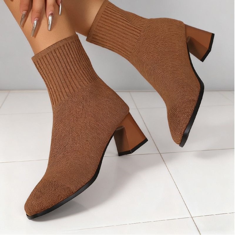 Women'S Fashion Socks - Square Toe Knit Sock Boots Elastic