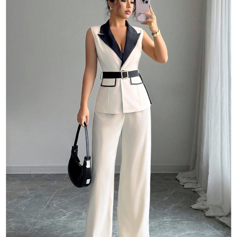 Wide Leg Palazzo Pants - Vest Suit Women Wide Leg Pants