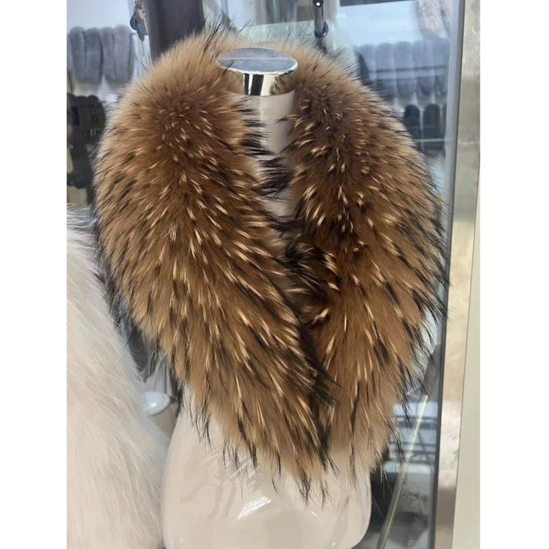 Women'S Fashion Long Coat - Raccoon Fur Collar Female Winter Fur