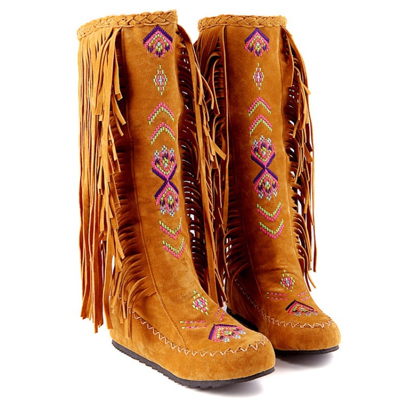 Tassel Boots Handmade Embroide - đánh giá và giá Women'S Fashion Knee High Boots