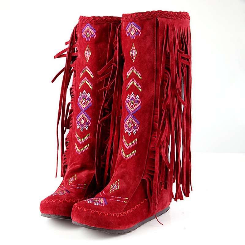 Tassel Boots Handmade Embroide - đánh giá và giá Women'S Fashion Knee High Boots