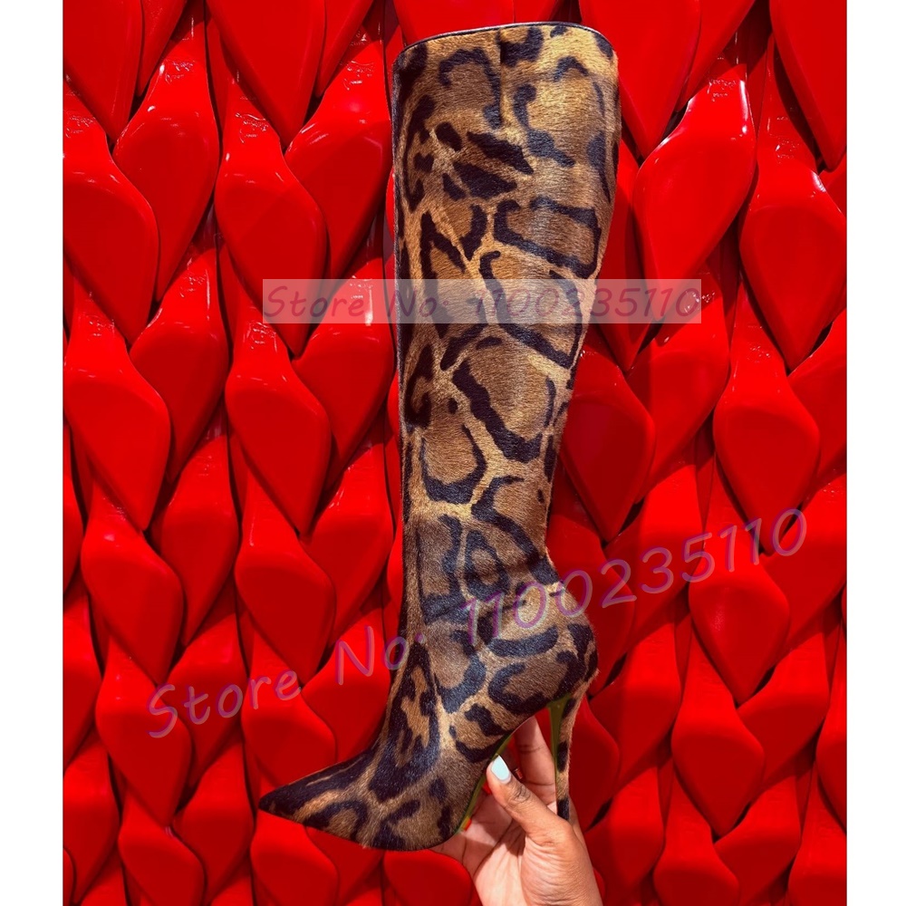 Leopard Print Faux Horsehair K - đánh giá và giá Women'S Fashion Knee High Boots