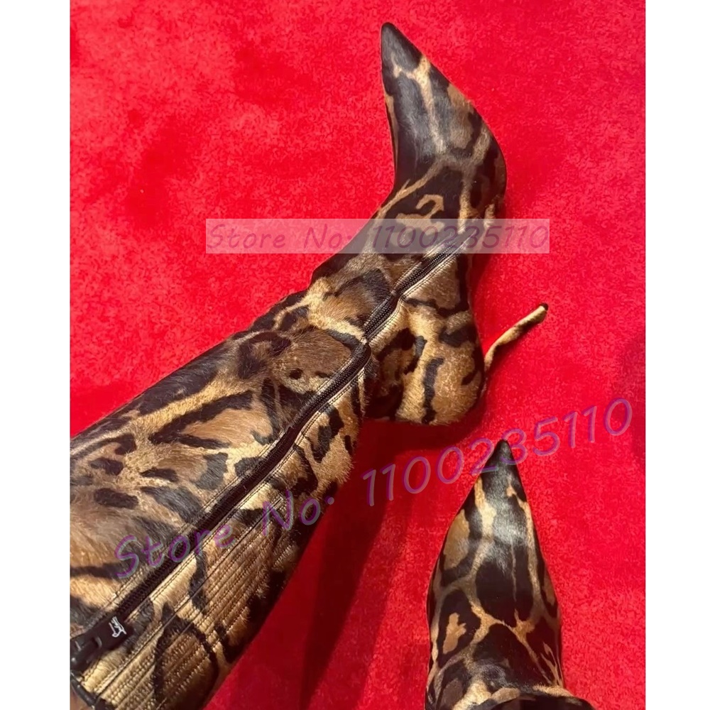 Leopard Print Faux Horsehair K - đánh giá và giá Women'S Fashion Knee High Boots