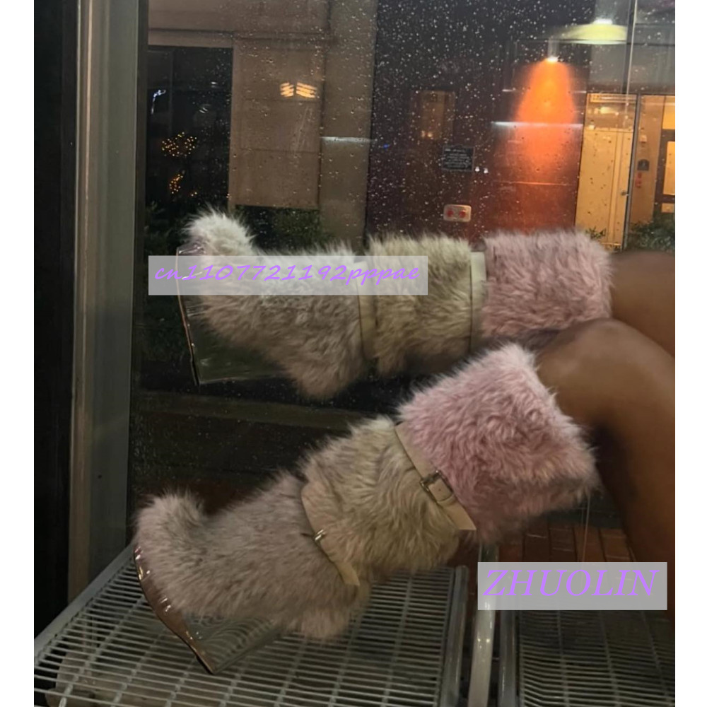 Winter Gradient Furry Transpar - đánh giá và giá Women'S Fashion Knee High Boots