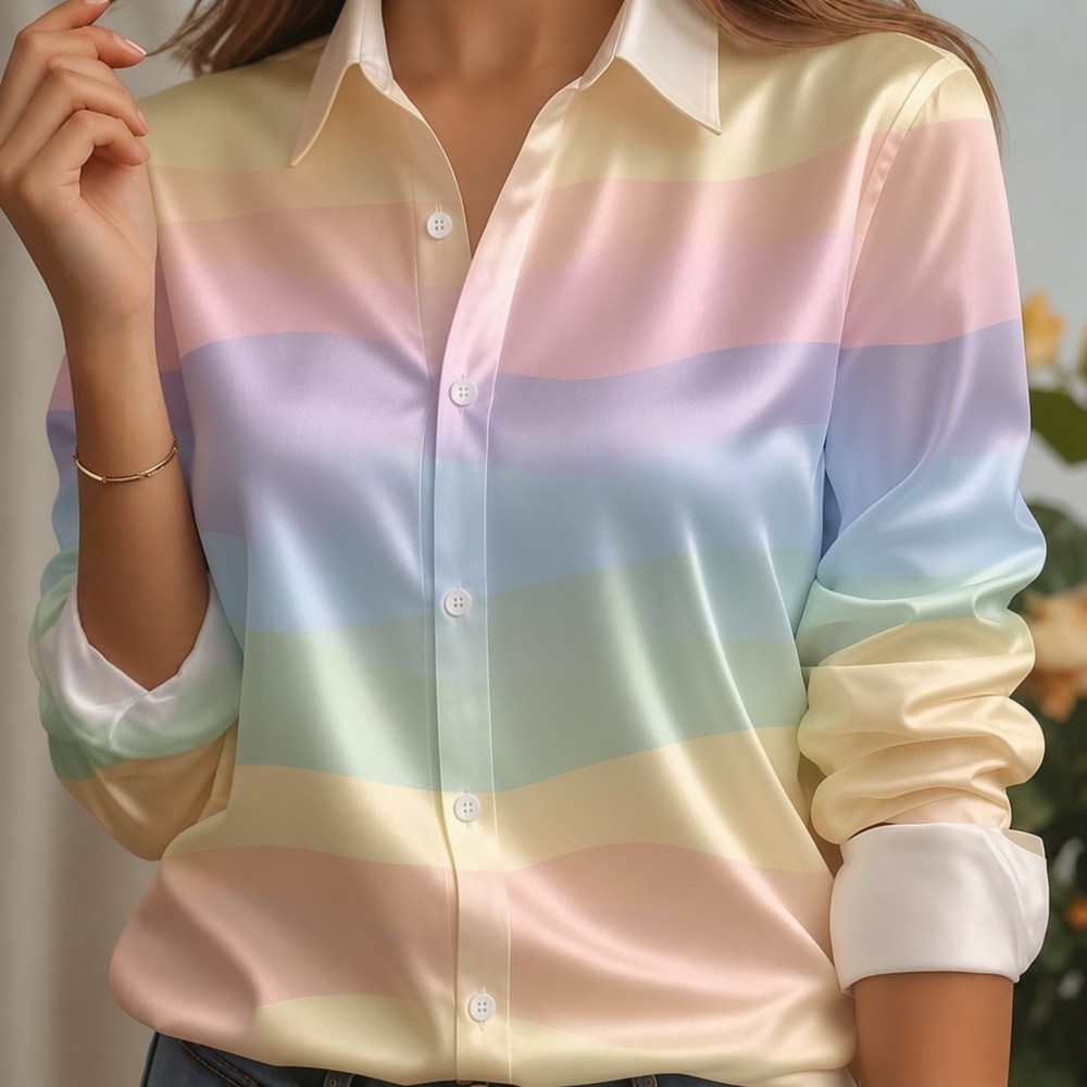 Women Satin Lapel Collar Shirt - đánh giá và giá Women'S Fashion Jersey