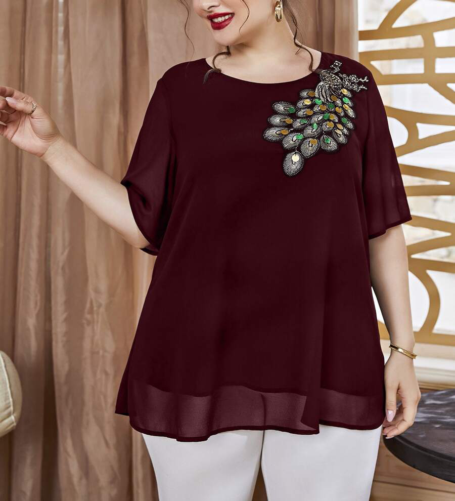 Plus Size Women's Embroidered  - đánh giá và giá Women'S Fashion Jersey