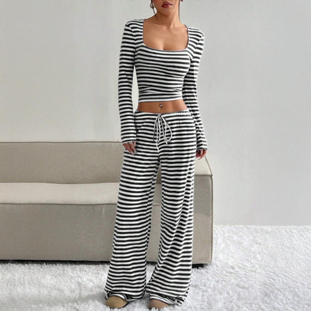 Women's Striped 2 Piece Outfit - đánh giá và giá Wide Leg Palazzo Pants