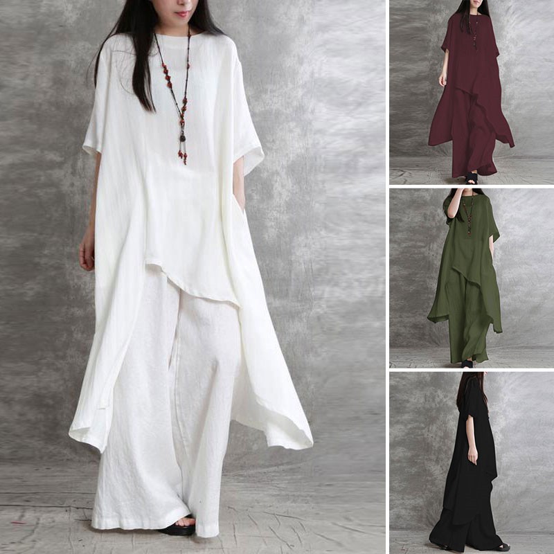 Women's Cotton Linen 2-piece S - đánh giá và giá Wide Leg Palazzo Pants