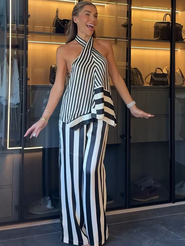 TFMLN 2026 Women's Stripe Halt - đánh giá và giá Wide Leg Palazzo Pants