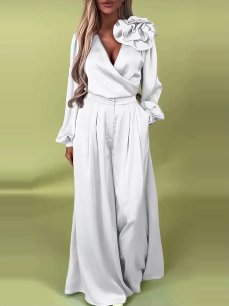 Fashion Solid Color Satin Long - đánh giá và giá Wide Leg Palazzo Pants