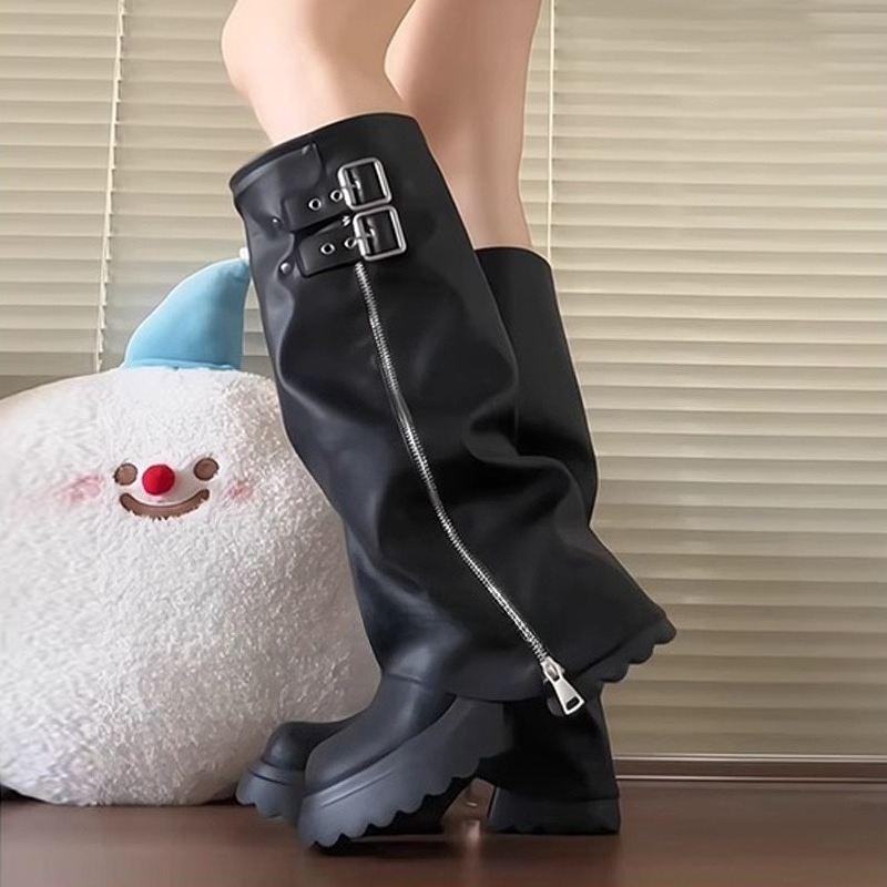 Punk Style Splicing Thick Bott - đánh giá và giá Women'S Fashion Knee High Boots