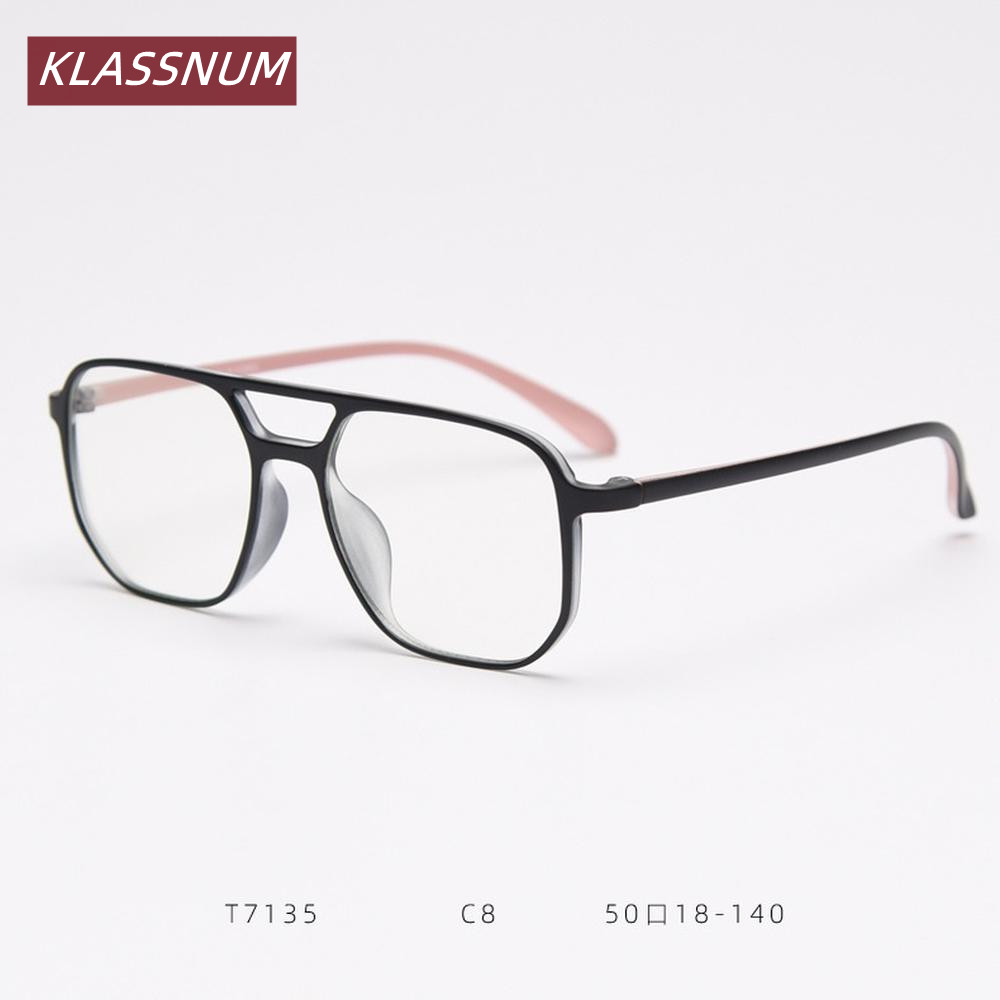 KLASSNUM Double Bridge Square  - đánh giá và giá Women'S Fashion Glasses Non Prescription