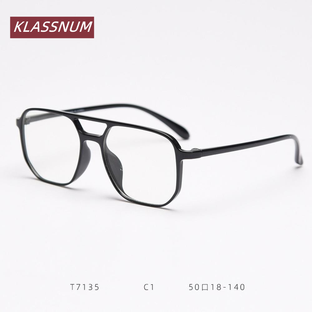 KLASSNUM Double Bridge Square  - đánh giá và giá Women'S Fashion Glasses Non Prescription