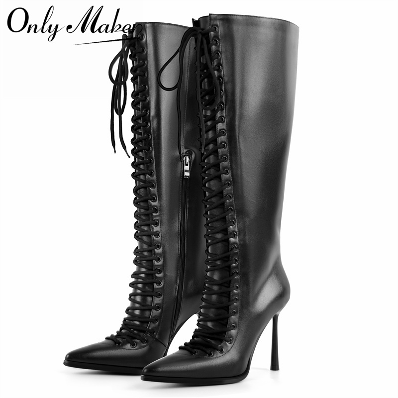Onlymaker Pointed Toe Lace Up  - đánh giá và giá Women'S Fashion Knee High Boots