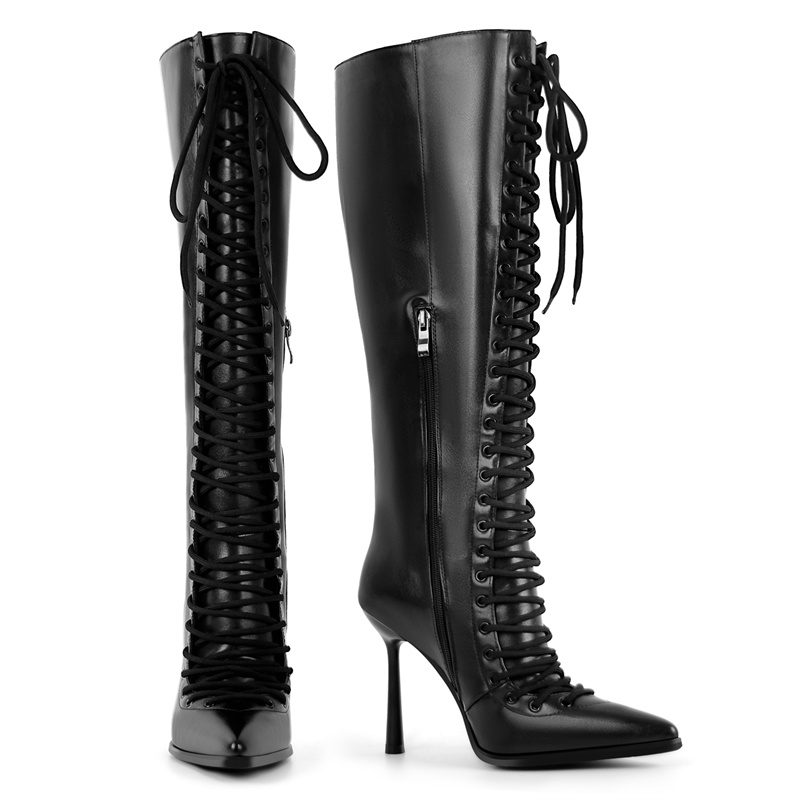Onlymaker Pointed Toe Lace Up  - đánh giá và giá Women'S Fashion Knee High Boots
